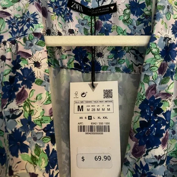 Zara Blue Green Floral Maxi Dress - Picture 3 of 3